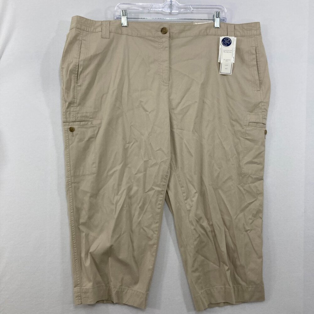 New Charter Club size 24W Cream Beige Classic Fit Straight Leg Capri Pants‎